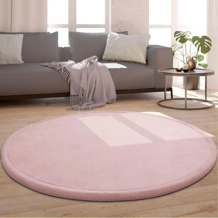 Paco Home Teppich Kinderzimmer Kinderteppich Baby Spielteppich Krabbeldecke Krabbelmatte Weich rutschfest Jungen Mädchen Deko, Grösse:160 cm Rund, Farbe:Pink – Bild 1