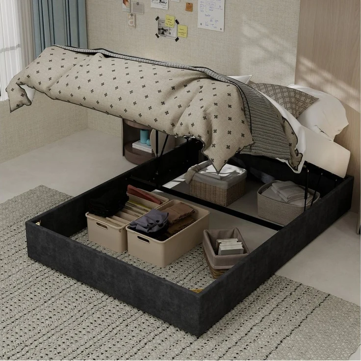 BlingBin Polsterbett Doppelbett Stauraumbett (1-tlg, Mit großzügigem Stauraum), 140 x 200 (ohne Matratze und Kopfteil) – Bild 5