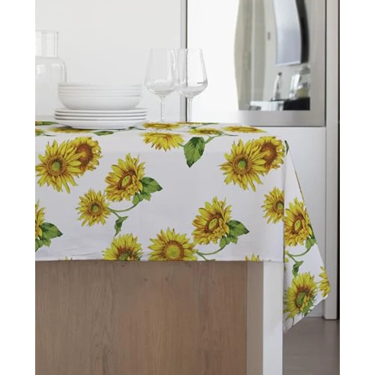 GEMITEX Tradition Tischdecke – Plüsch Wachstuch, wasserdicht und schmutzabweisend, Dekoration 4130 Sonnenblumen Toskana, ideal für rechteckige Tische für 6/8 Personen, 140x180 cm, hergestellt in – Bild 3