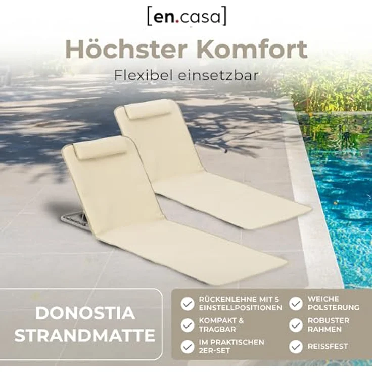 Strandmatte Donostia 2er Set 143x48cm Beige [en. casa] – Bild 3