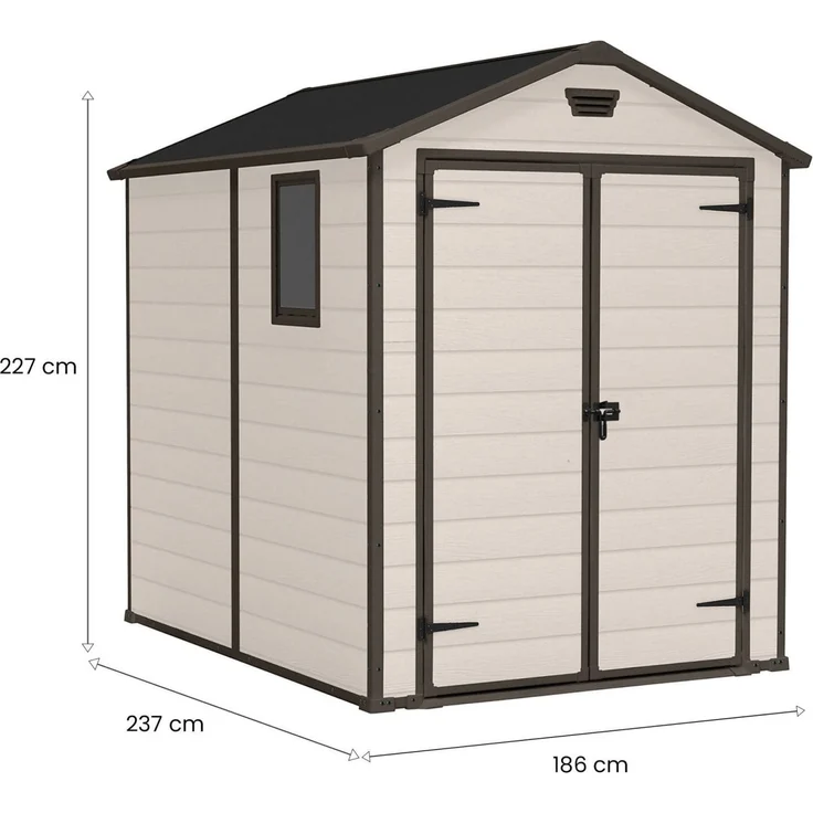 Dmora Gartenhaus Cranbrook, Gartenhütte, Gartenhaus, Werkzeugschuppen, 186x237 h227 cm, Beige – Bild 3