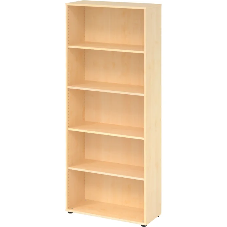 bümö Regal Ahorn, Standregal aus Holz für 5 Ordnerhöhen - Bücherregal 80 cm breit, Aktenregal für Ordner & Bücher, Büroregal, Holzregal, Ordnerregal, Aufbewahrungsregal, Buchregal, 4000-3