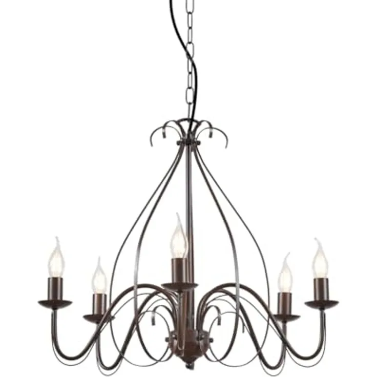 Qazqa Kronleuchter Giuseppe, ohne Leuchtmittel, E14, Rostbraun, Landhaus, Stahl, 5-flammig