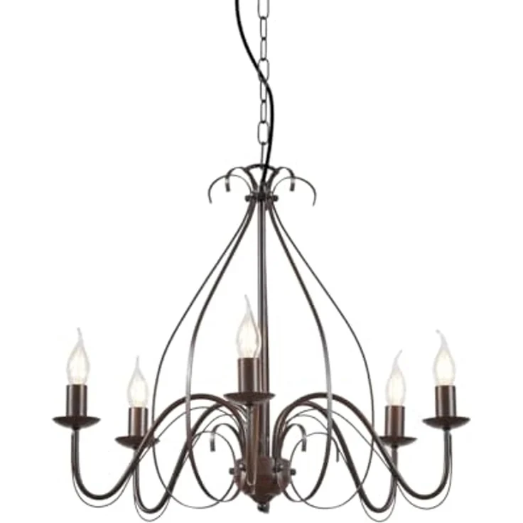 Qazqa Kronleuchter Giuseppe, ohne Leuchtmittel, E14, Rostbraun, Landhaus, Stahl, 5-flammig – Bild 1