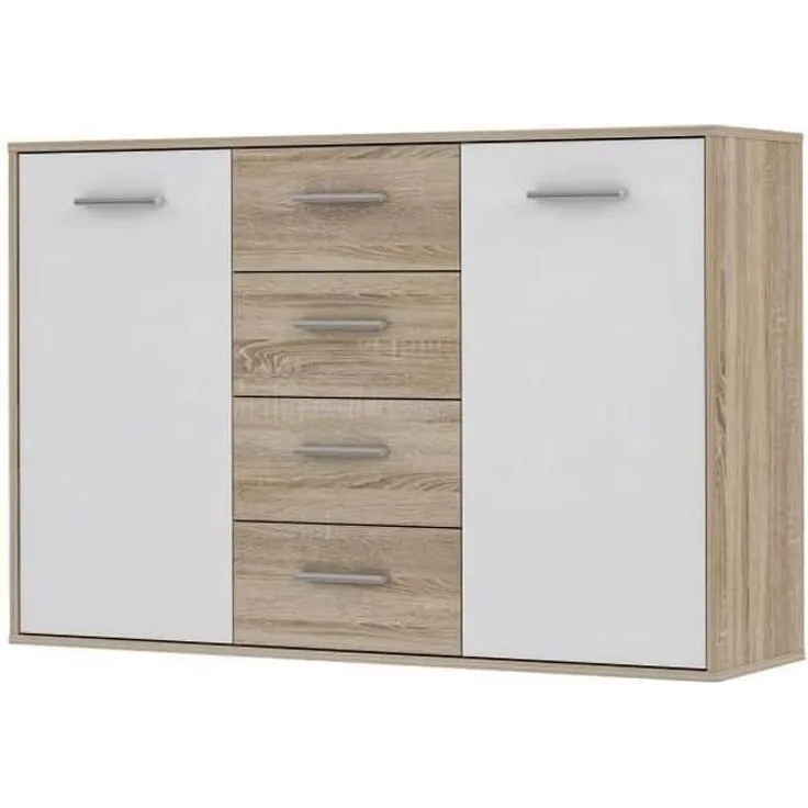 Forte ANTUZA Kommode B x H x T: 122,6 x 88,1 x 34,2, Holzwerkstoff, Eiche, Groß
