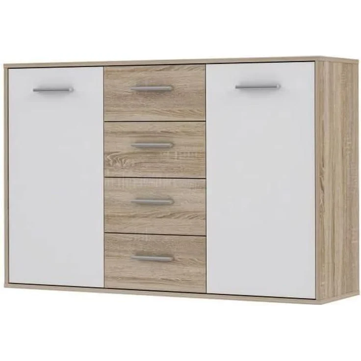 Forte ANTUZA Kommode B x H x T: 122,6 x 88,1 x 34,2, Holzwerkstoff, Eiche, Groß – Bild 1
