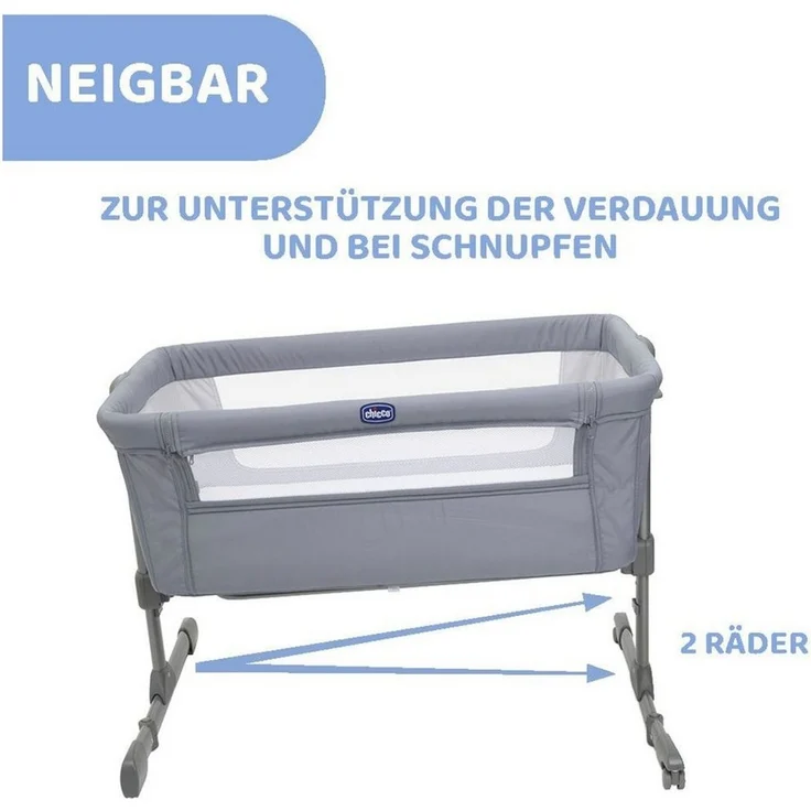 Chicco Next2Me Essential Neugeborenen Beistellbett, Nachhaltig, Kompatibel mit verschiedenen Betten, Höhenverstellbar, Neigbar, Gute Luftzirkulation, Matratze und Tasche enthalten, 0-6 Monate – Bild 4