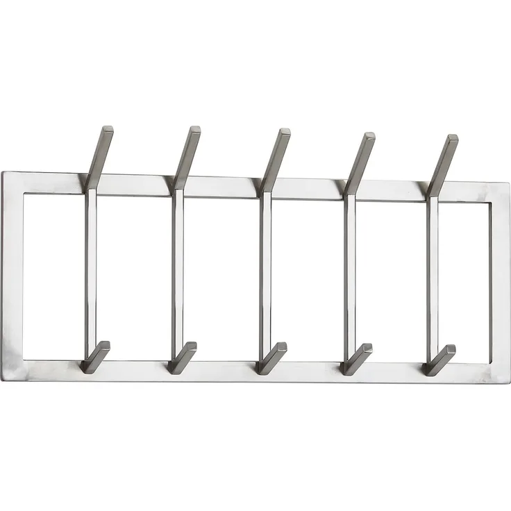 Wohnling Wandgarderobe Stahl Silber 65x30x10cm Hakenleiste Flur Design Silbern