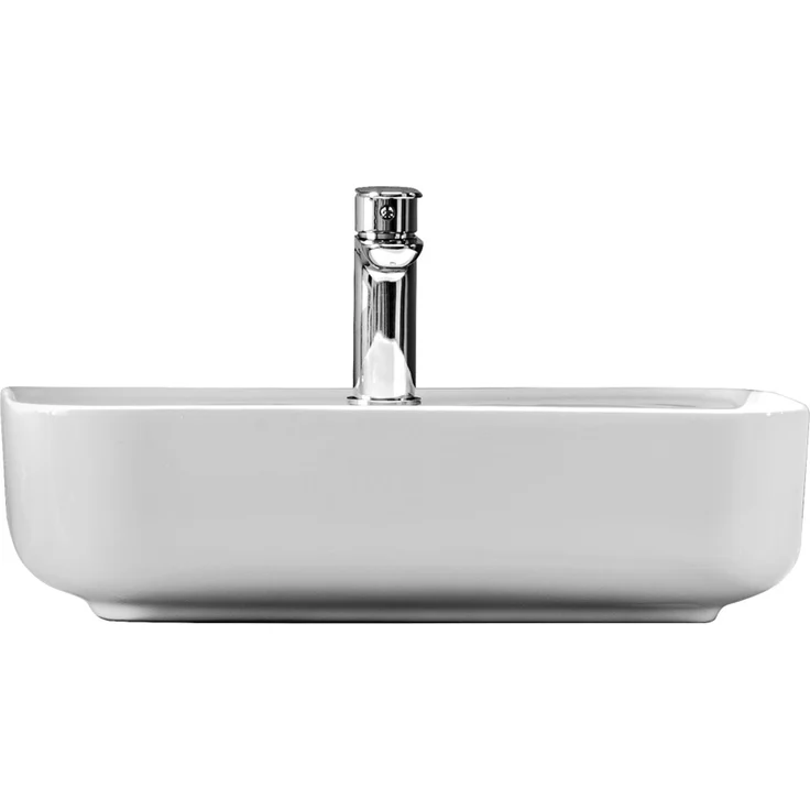 Badezimmer Set mit LED-Spiegelschrank & Keramik Waschtisch LUTON-56 in Hochglanz weiß mit Wotan Eiche Nb, B/H/T ca. 180/200/46 cm – Bild 3
