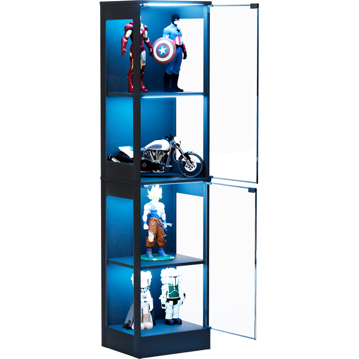 Glasvitrine 40 x 35 x 165 cm mit Glastüren, LED-Beleuchtung und Bewegungssensor – Bild 7