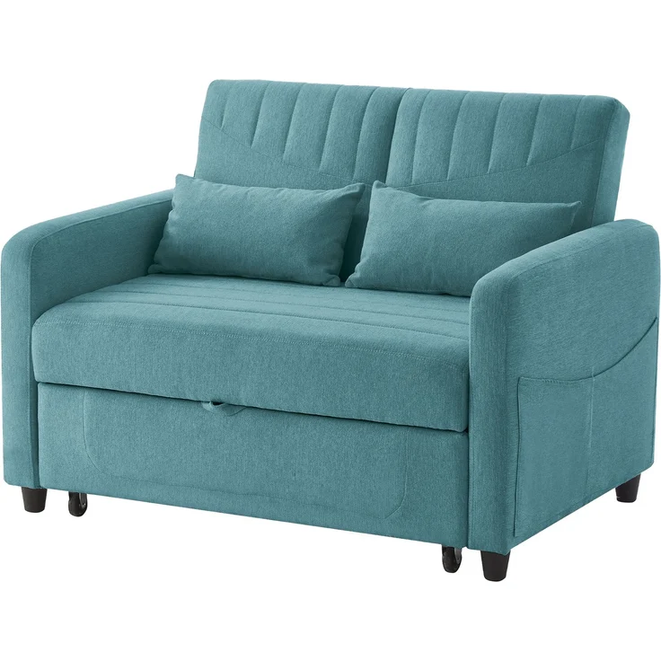 ZUBALIYA Sofa 166x95 cm, mit Ausziehbett, mit breiten Armlehnen, mit Schaumstoffpolsterung, ohne aufwendige Montage, Natur – Bild 19