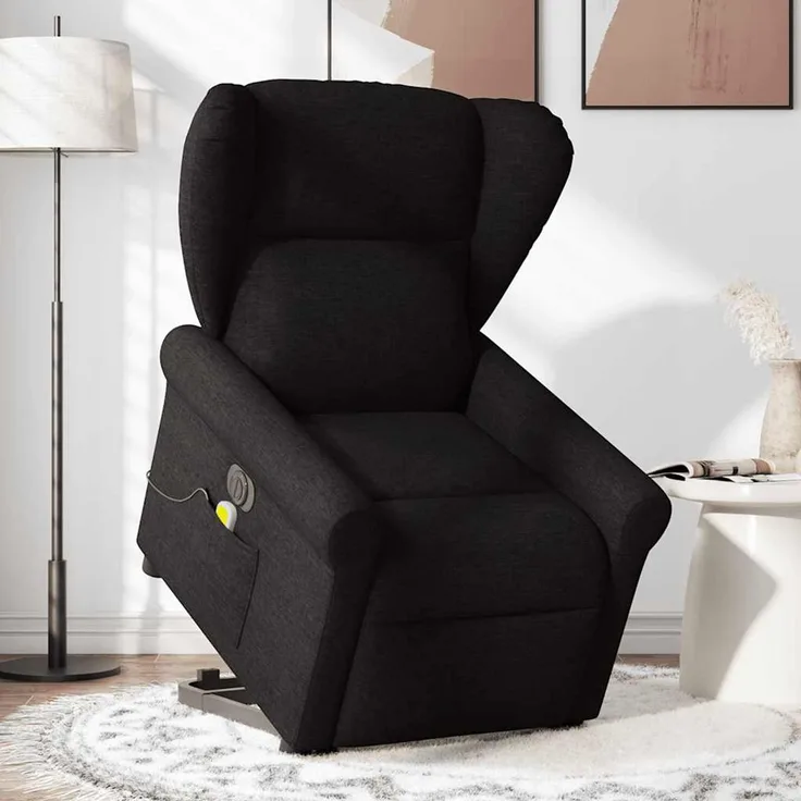 vidaXL Elektrischer Massagesessel mit Aufstehhilfe Schwarz Stoff 3303406