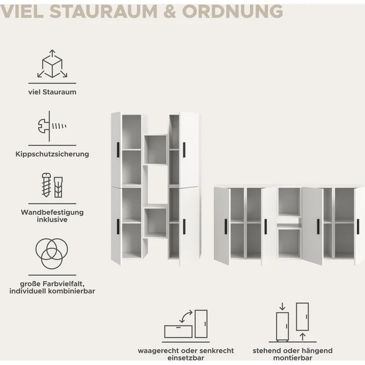 The One Wohnkombination in weiß Nachbildung – Bild 9