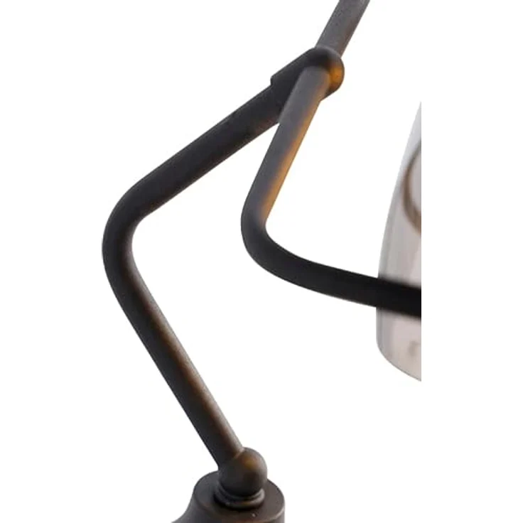 QAZQA Klassische Notarlampe, Antik Schwarz mit Geräuchertem Spiegelglas, Längliche Bankerleuchte, LED geeignet E27, Dimmbar, 34,5 cm Höhe – Bild 5