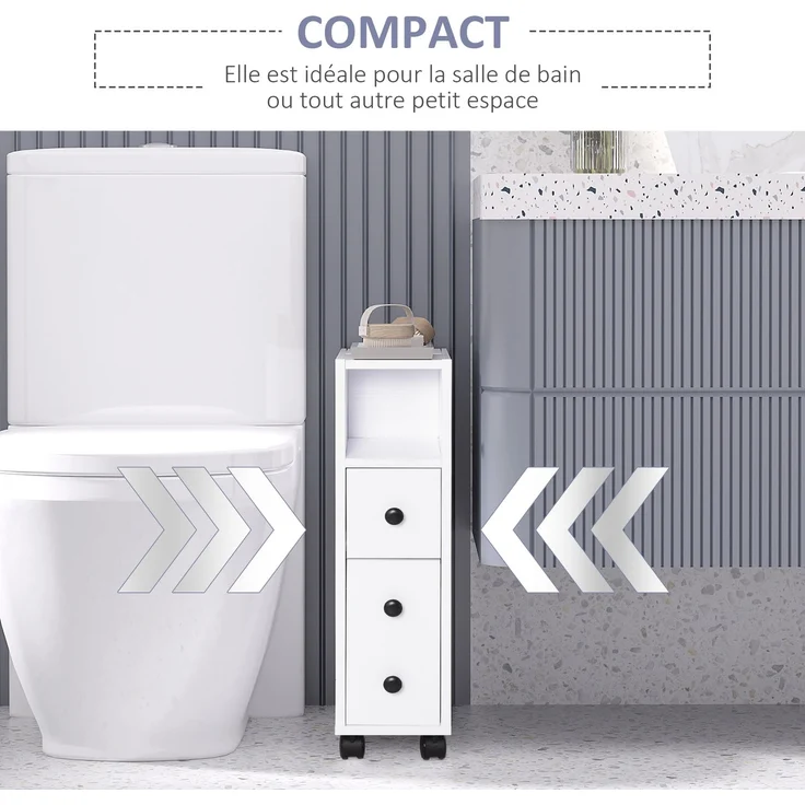 JARDJ Toilettenpapierhalter – Toilettenpapierschrank – 3 Ebenen + Papierauszug – Weiße Ausführung – Bild 8