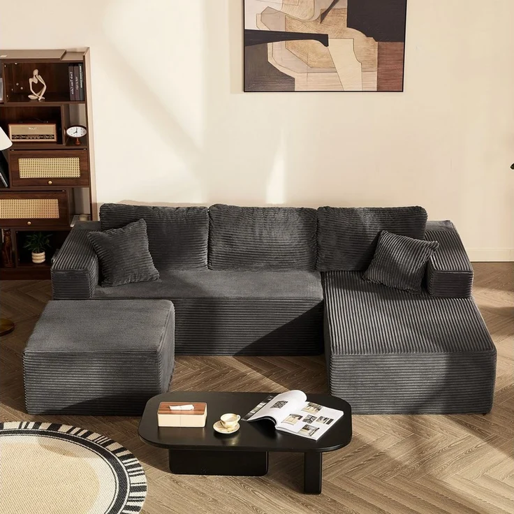 LITBIRD Ecksofa U-förmig 272 x 175 x 61 cm, modulares Oversize-Schlafsofa, montagefrei, mit Recamiere, extra tief sitzend, als Schlafsofa nutzbar – Bild 1