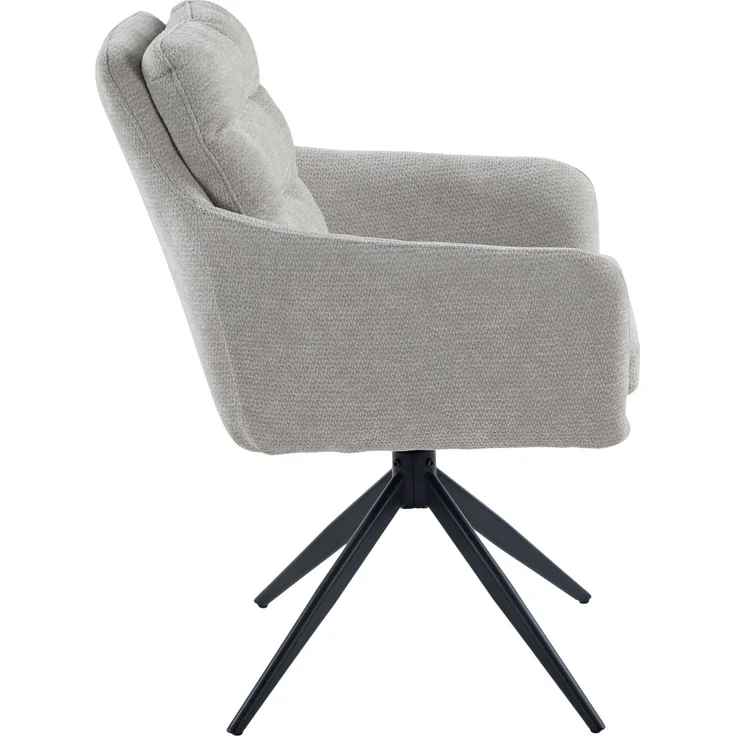 LC Home Esszimmerstühle »Fargo« 6er Set Webstoff hellgrau – drehbare Armlehnstühle & Polsterstühle – Bild 4