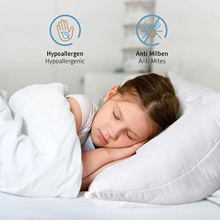 Komfortec Kopfkissen 40x40 cm 2 er Set, Höhenverstellbar Gesteppt Kissen, Deko Kissen, Oeko-TEX Zertifiziert, Allergiker geeignet – Bild 5