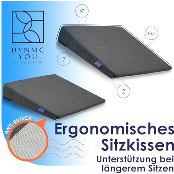 DYNMC you Keilkissen Stuhl - Test SEHR GUT - Sitzkissen Stuhl, Mit Physiotherapeuten Entwickelt - Ergonomisches Sitzkissen, Sitzerhöhung Erwachsene Entlastet Rücken, Erhöht Sitzkomfort – Bild 8