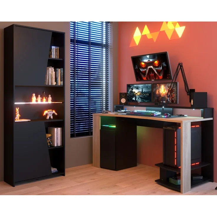 Parisot Meta Gaming Set in schwarz und Eiche mit LED