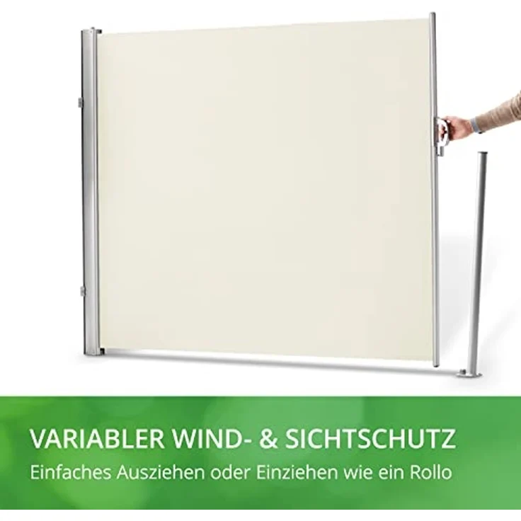 Leco Seitenmarkise, ausziehbar, Aluminium-Stahlrohr-Mix, natur, 160 x 300 cm – Bild 3