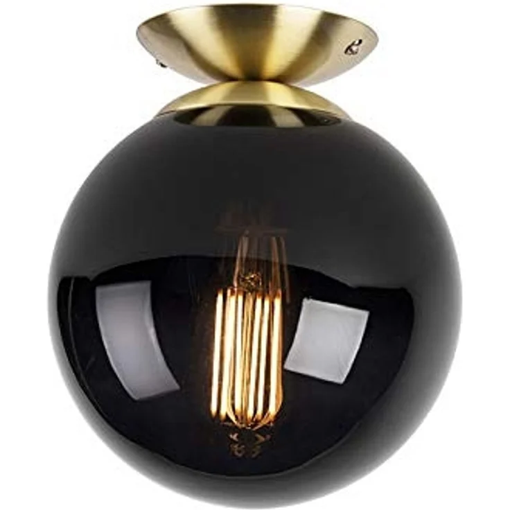 Qazqa Deckenleuchte Pallon, ohne Leuchtmittel, E27, Schwarz, Art Deco, Glas, 1-flammig – Bild 4