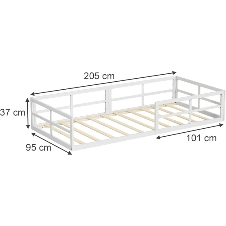 Bodenbett aus Metall Minno Weiß 205 x 95 cm ohne Matratze Vitalispa – Bild 2