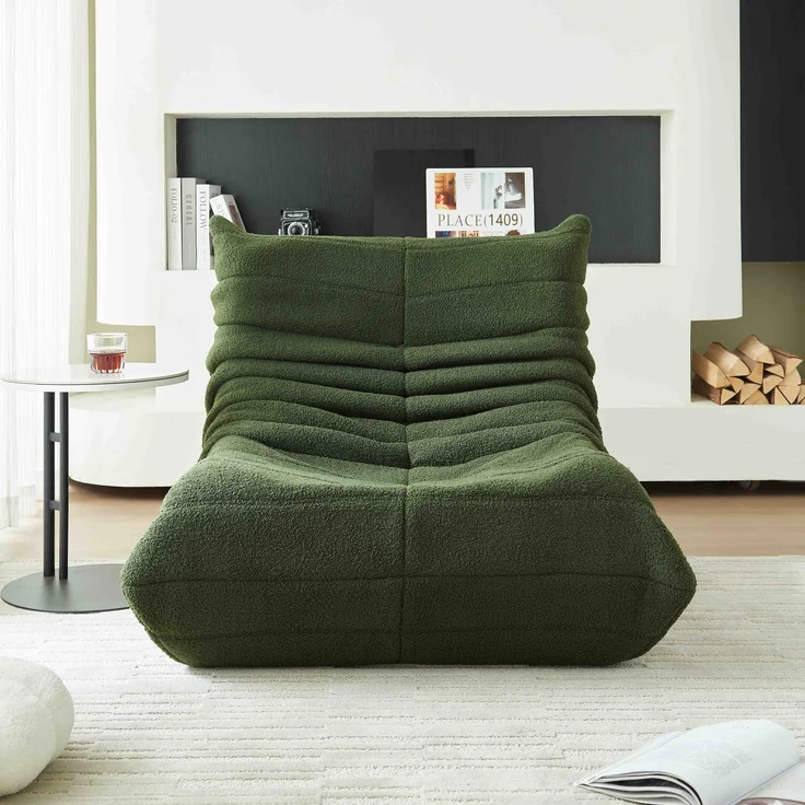 Lounge-Sofa aus Teddy-Velours mit hochdichter Polsterung, ergonomisch, 110x85x79 cm, Grün – Bild 2