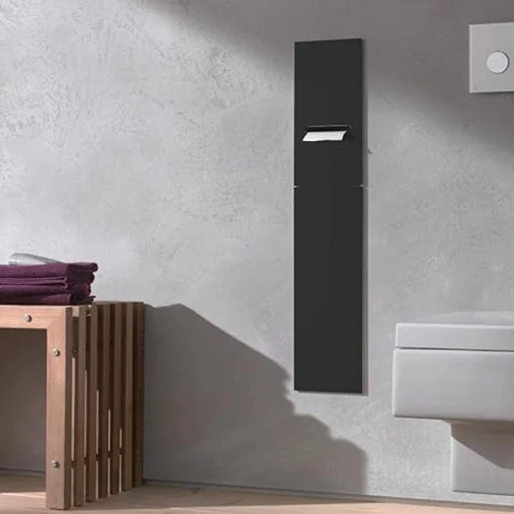 Emco ASIS 2.0 Unterputz-Schrankmodul, Hochschrank mit Toilettenpapierhalter, "Push to Open"-Funktion und extra Fach, schwarz – Bild 2