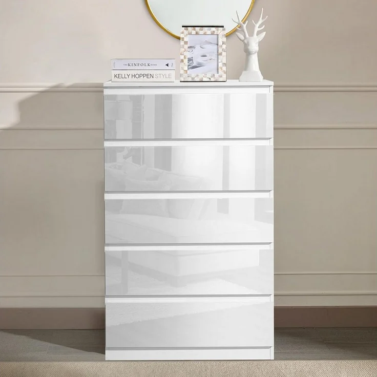 HTI-Living Kommode Kommode Kenji 5 Schubladen Hochglanz Weiß (Stück, 1 St, 1 Kommode), Sideboard – Bild 2