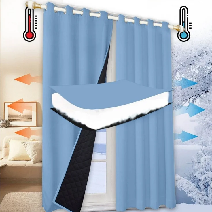 BTTO V&G Gardine Kälteschutz Vorhang Blickdicht Gardinen,Thermovorhang mit Ösen (2 St), Verdunklungsvorhänge,Wohnzimmer Schlafzimmer Gardinen – Bild 2