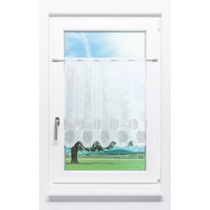 Scheibengardine Lysel - Kringel Muster (Bx H) 112cm * 60cm Braun/grau-braun