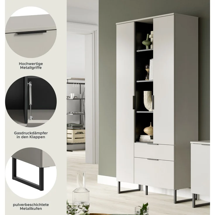 Stauraumtype B/H/T: 192x90x37 cm in Kaschmir Nachbildung und schwarz – Bild 7