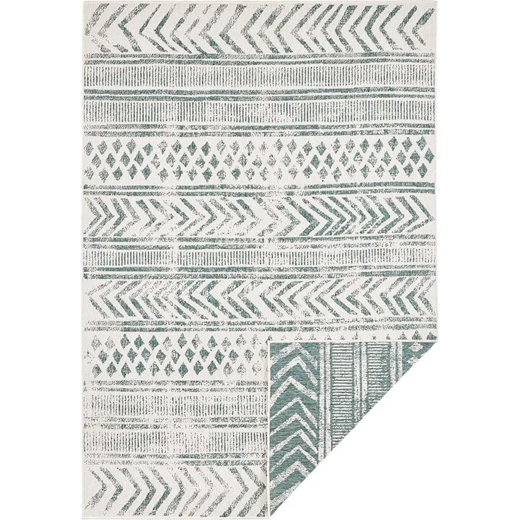 In- & Outdoor Wendeteppich Biri Grün Creme - 80x150x0,5cm