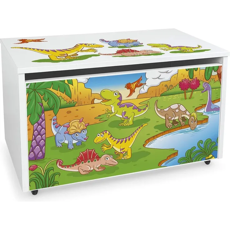 Leomark Spielzeugtruhe auf Rädern, Dinosaurier