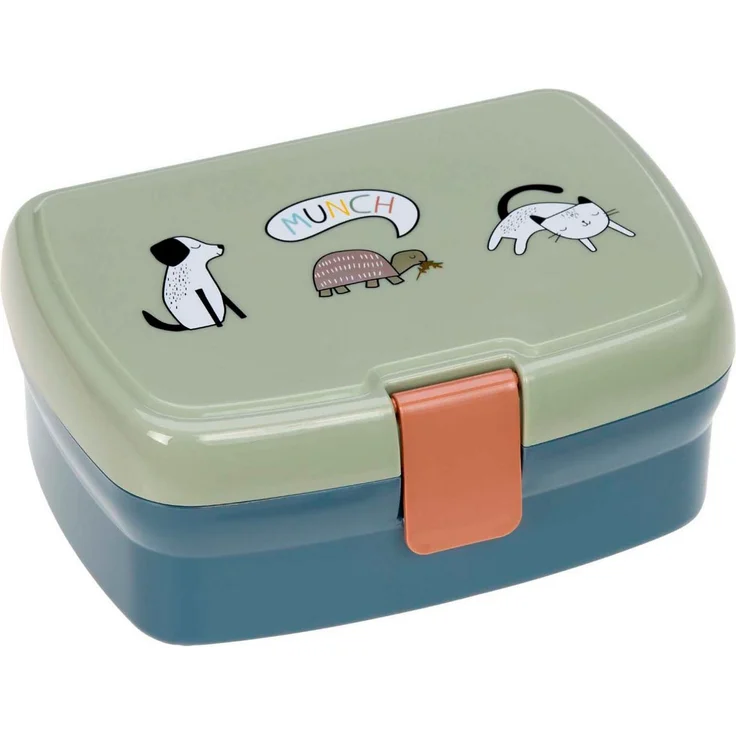LÄSSIG Kinder Lunchbox Brotdose mit herausnehmbarer Unterteilung, BPA-frei/Happy Prints, Blau – Bild 1