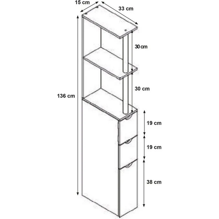 HTI-Living Raumteilerregal Raumteilerregal 136 cm Thekla Weiß, Stück 1-tlg, Beistellschrank Nischenregal – Bild 3