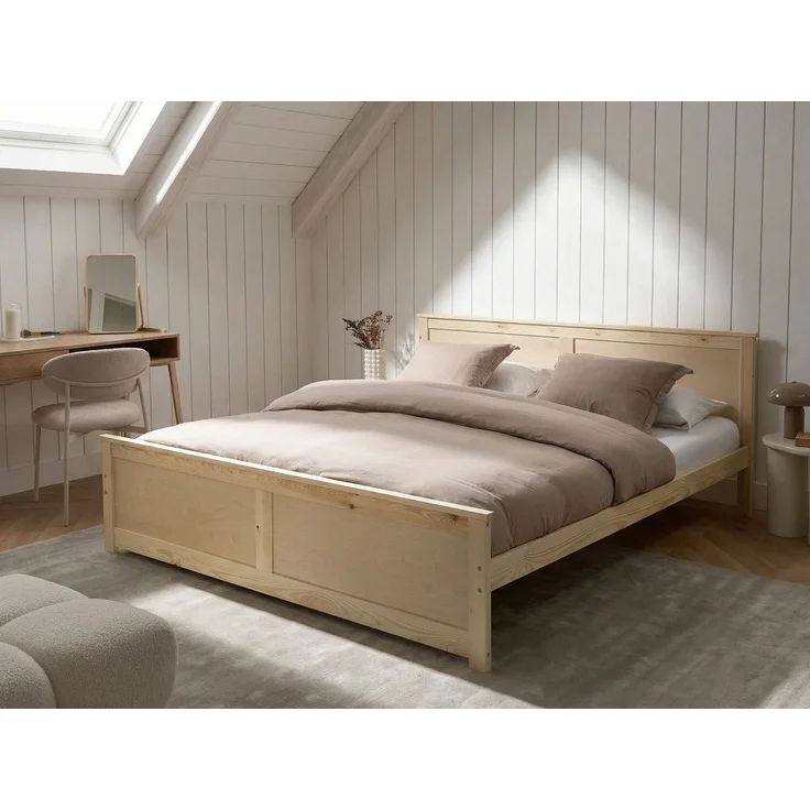 Bett mit Lattenrost Kiefernholz DAUPHIN 180x200 cm Hellbraun – Bild 3