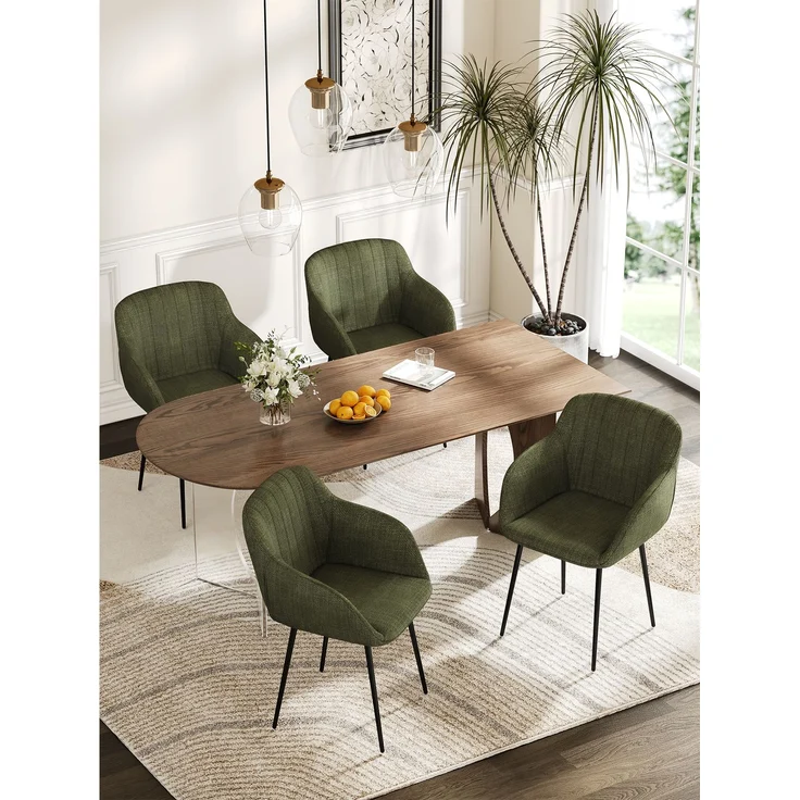 GOEURVANT 711 Esszimmerstühle 2er-Set mit Armlehnen, Webstoff - Olivgrün – Bild 2