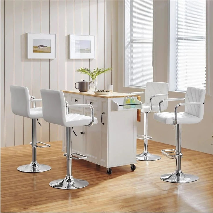 Yaheetech Barhocker 2/4-er Set (4 St), Höhenverstellbarer Barstuhl mit Armlehnen, Sitzhöhe 62,5 cm – 84,5 cm – Bild 1