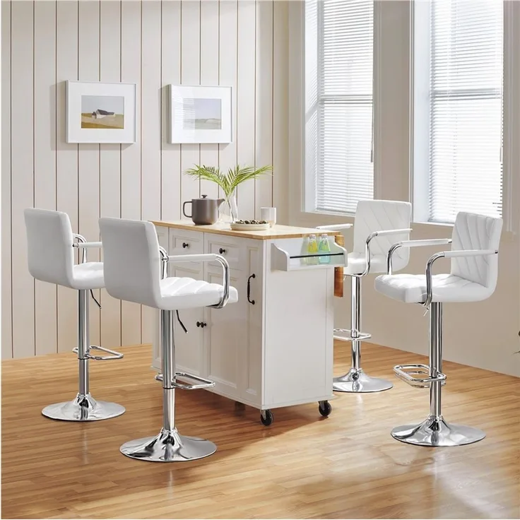 Yaheetech Barhocker 2/4-er Set (4 St), Höhenverstellbarer Barstuhl mit Armlehnen, Sitzhöhe 62,5 cm – 84,5 cm