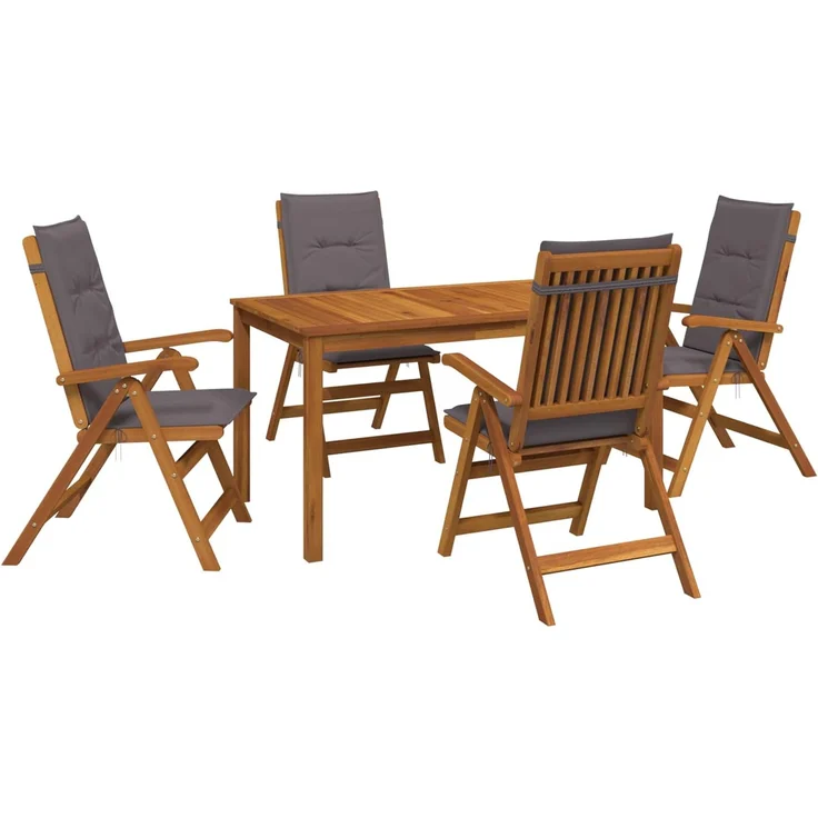 vidaXL 5-Piece Garden Dining Set 4-Sitzer Anthrazit Massivholz Akazie 3434555 – Bild 2