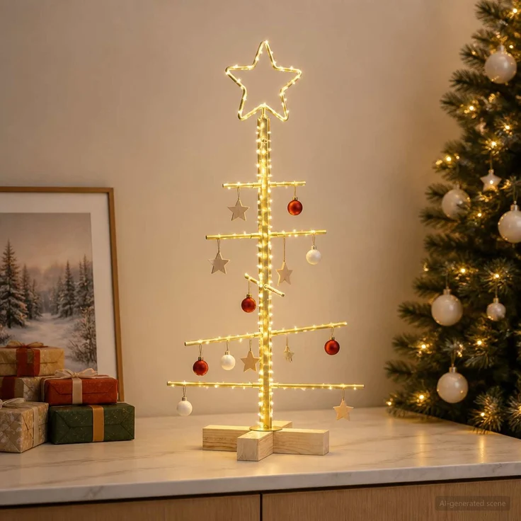 vidaXL Metall Weihnachtsbaum KUOPIO 60 cm Stahl Gold 42053866 – Bild 1