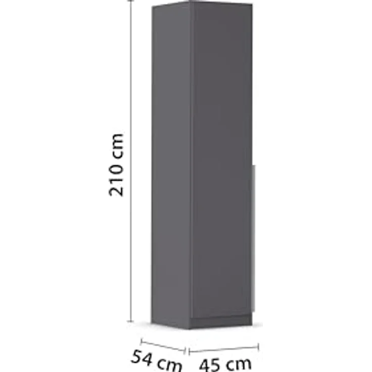 Rauch Möbel Alabama, Kleiderschrank für Schlafzimmer, Kinderzimmer, Wohnzimmer, Garderobe, Flur, 1-türig, mit Zubehör Basic, Farbe Grau metallic, Schwarz, Breite 47 cm – Bild 4