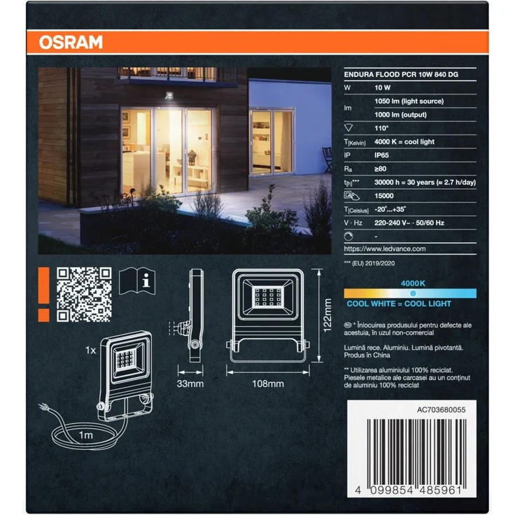 Osram Außenleuchte ENDURA Flood 10W PCR dunkelgrau kaltweiß – Bild 5