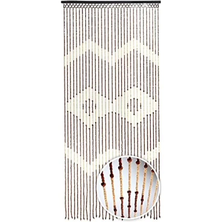 Kobolo Türvorhang Holzperlenvorhang Valencia mit Zackenmuster 90x200 (1 St), Ösen, transparent