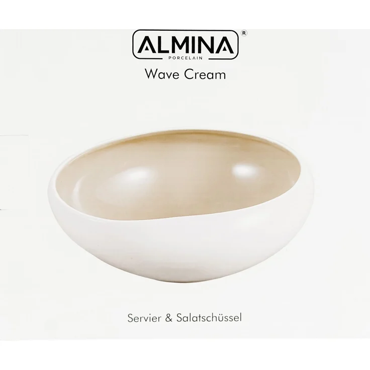 Wave Cream Servier- & Salatschale aus hochwertigem Porzellan - 23 x 8 cm – Bild 5