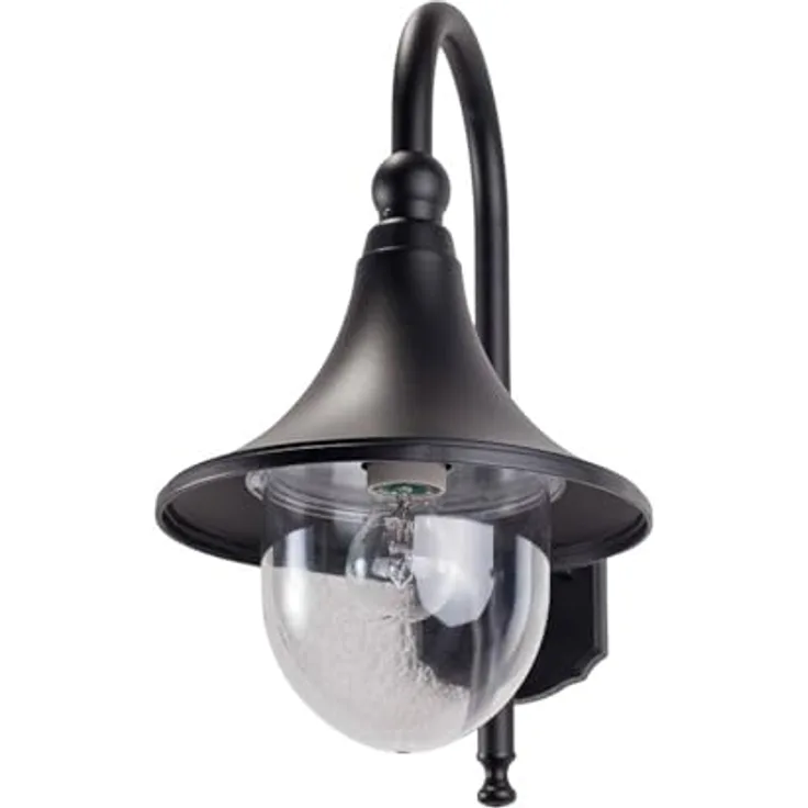 Lindby Wandleuchte außen Daphne, spritzwassergeschützt, Schwarz, 1-flammig, E27, Aluminium, ideal für Terrasse, Garten und Balkon