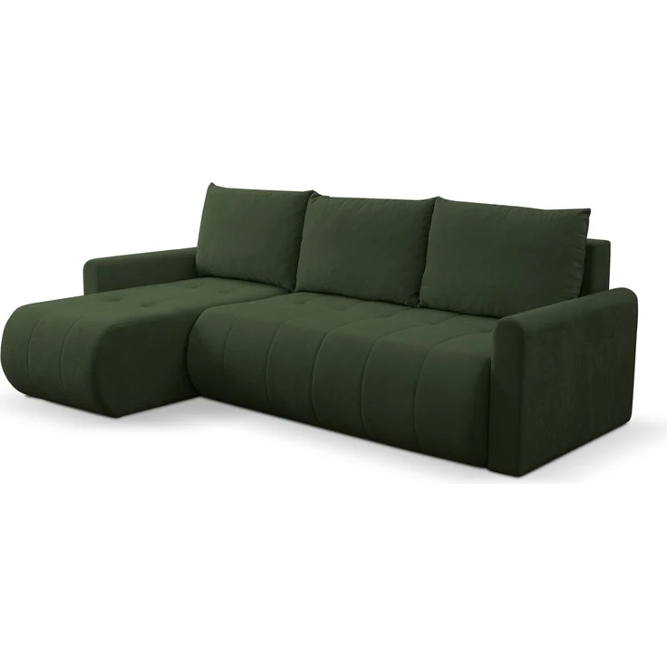 Selsey 'Timmone' Ecksofa mit Schlaffunktion & Bettkasten, Chenille, Universal, Grün – Bild 1