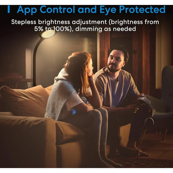 meross Smart Dimmbare LED Stehlampe mit Sprachsteuerung, App Steuerung, Fernbedienung, 3-in-1 Stehleuchte für Wohnzimmer, Schlafzimmer, Kompatibel mit HomeKit, Alexa, Google and SmartThings, Schwarz – Bild 3